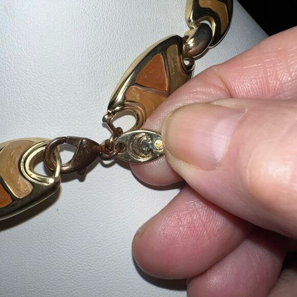 Charming Charlie Retro Gold And Neutral Enameled Choker Necklace - Picture 4 of 4